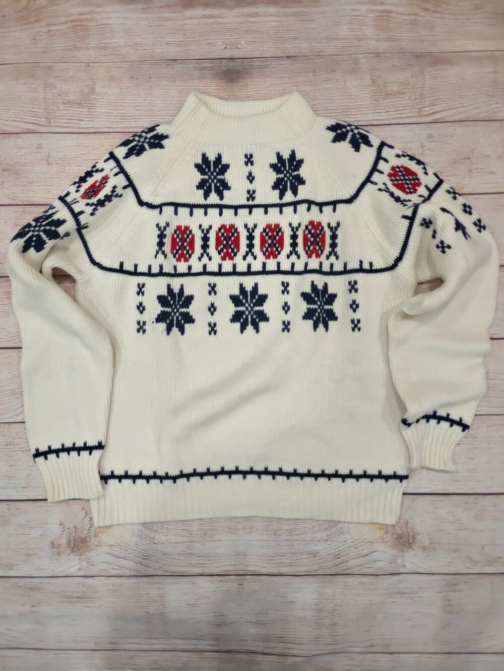 ✨ VTG 90s JCPenney Nordic Mock Neck Sweater L ✨